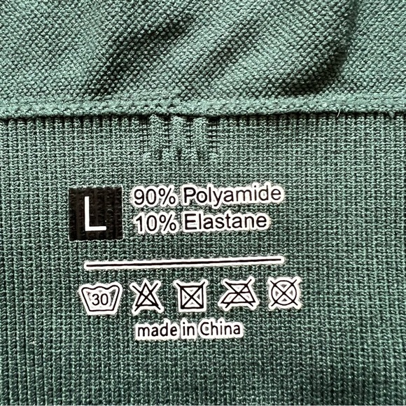 SHEIN Green Halter Sleeveless Zip Up Active Wear Cropped Top Stretch Shirt Gym L - Picture 8 of 8